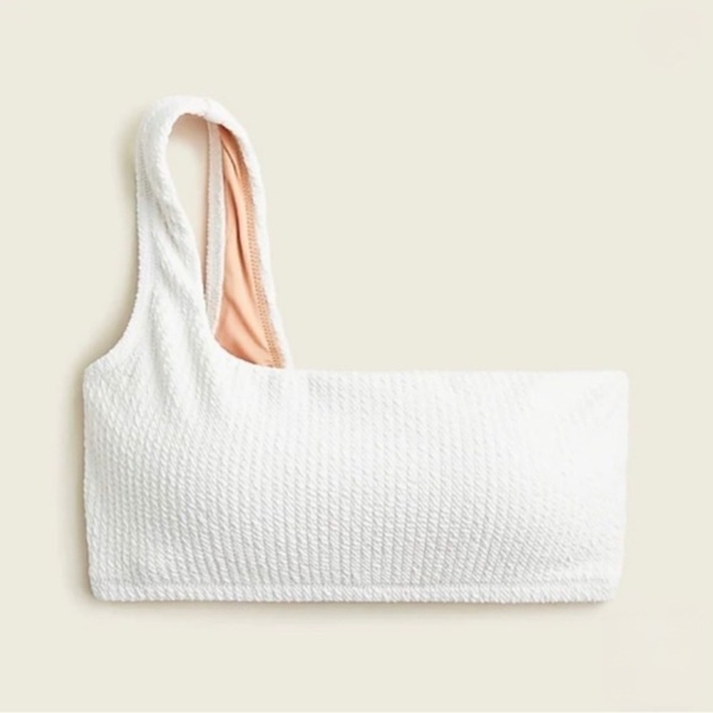 NWT J. Crew Women's XXL White Textured One-Shoulder‎ Bikini Top